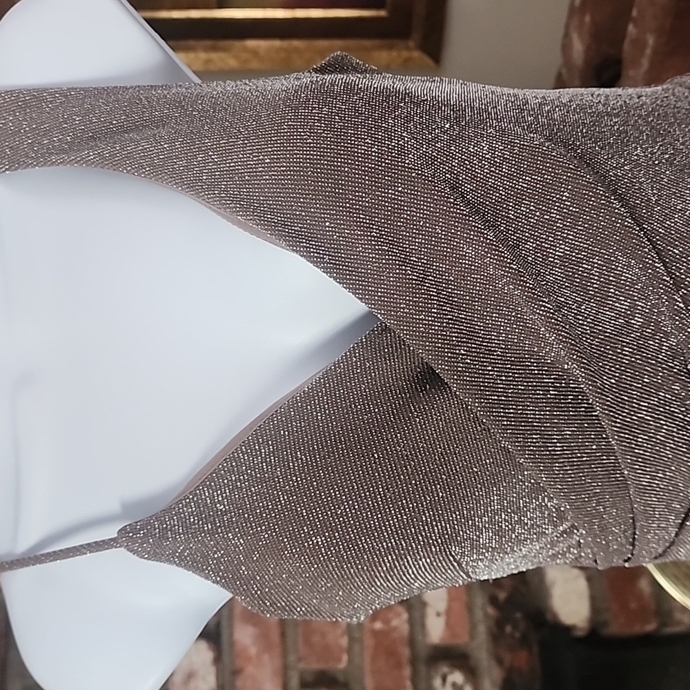 Betsy & Adam Metallic Purple Sleeveless Cocktail Midi Dress - Picture 6 of 13